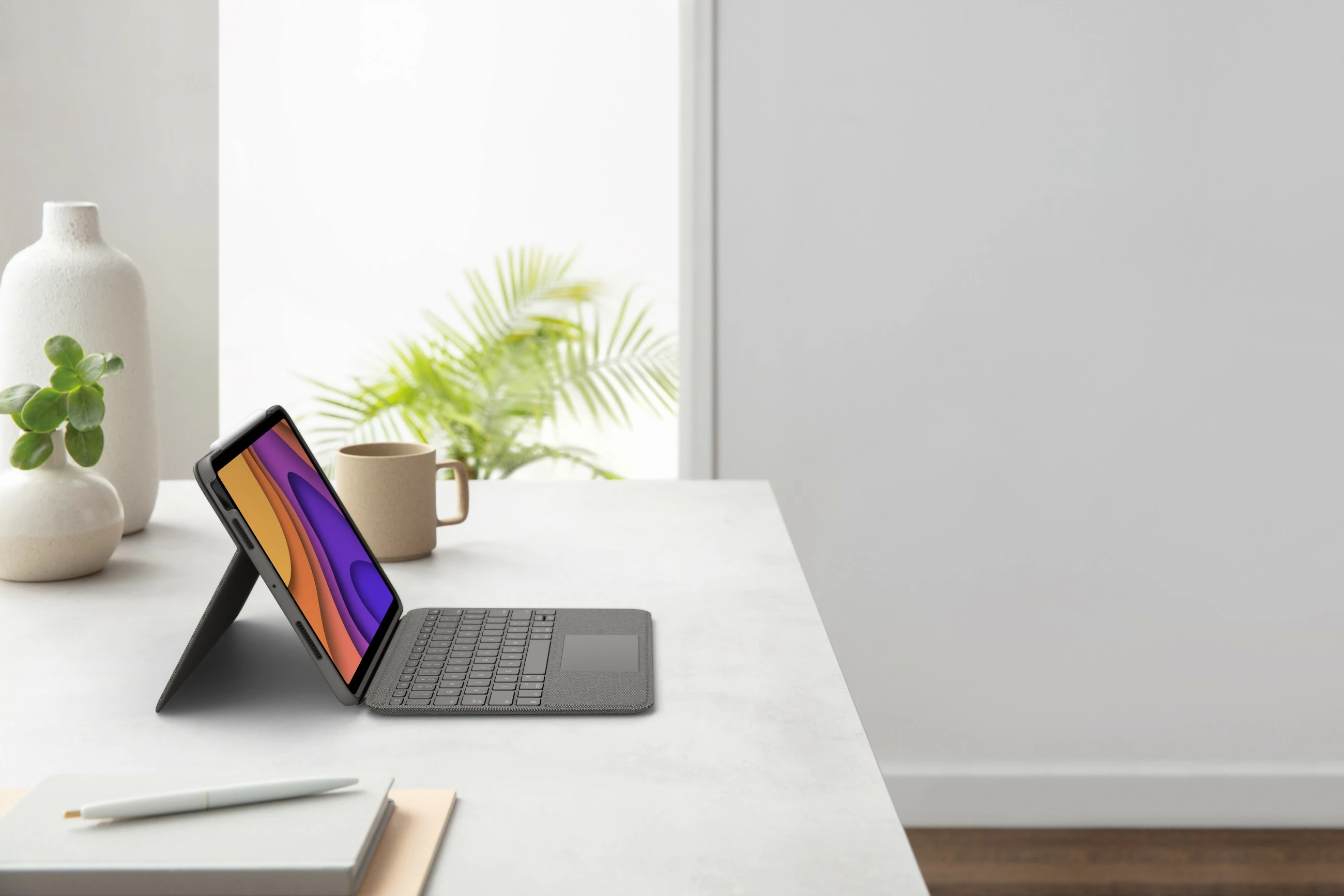 Tastierë me mbështjellës Logitech Slim Folio për iPad Air 10.9"/iPad Pro 11", Bluetooth, Oxford Grey