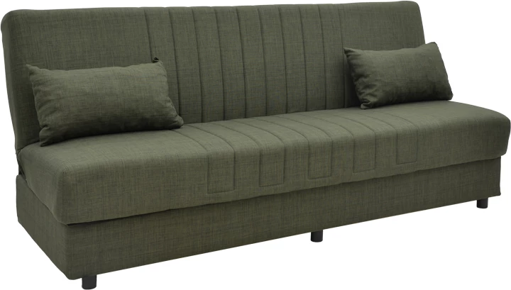 Divan treshe me shtrat, hapësirë ruajtëse,, ngjyrë e gjelbër, 190x75x85cm