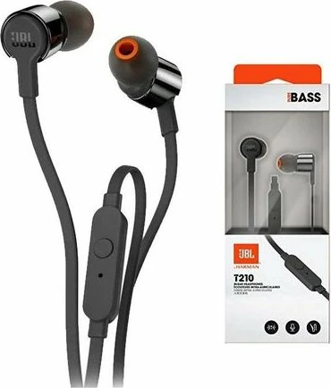 Kufje in-ear JBL Tune 210 (T210), me mikrofon, 3.5 mm, kabllo 1.21 m, të zeza