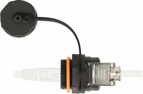 Konektor kablloje rrjeti DeLOCK RJ45 në Cat6A LSA, IP68, Cat6a S/UTP, i zi