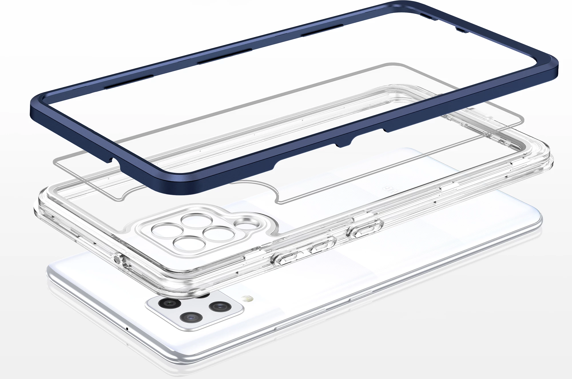 Mbështjellës Hurtel Hybrid Armor Clear 3 in 1 për Samsung Galaxy A42 5G, Kaltër/Transparent