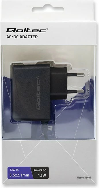 Furnizues energjie Qoltec 52402, 12V, 1A, 12W, 5.5x2.1mm, i zi