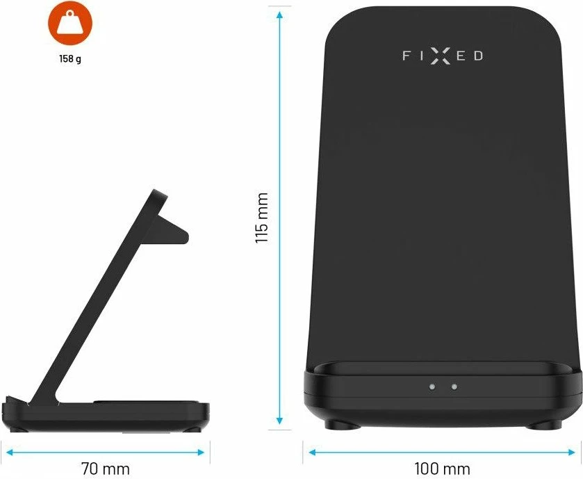Mbushës pa tela Fixed Powerstation Uni 15W, 2 pajisje, USB-C, i zi