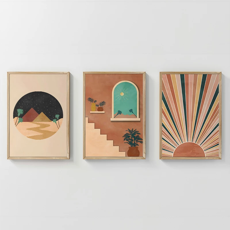 Set pikturash murale në kornizë Venven triptik, print digjital, 33x1.5x48cm