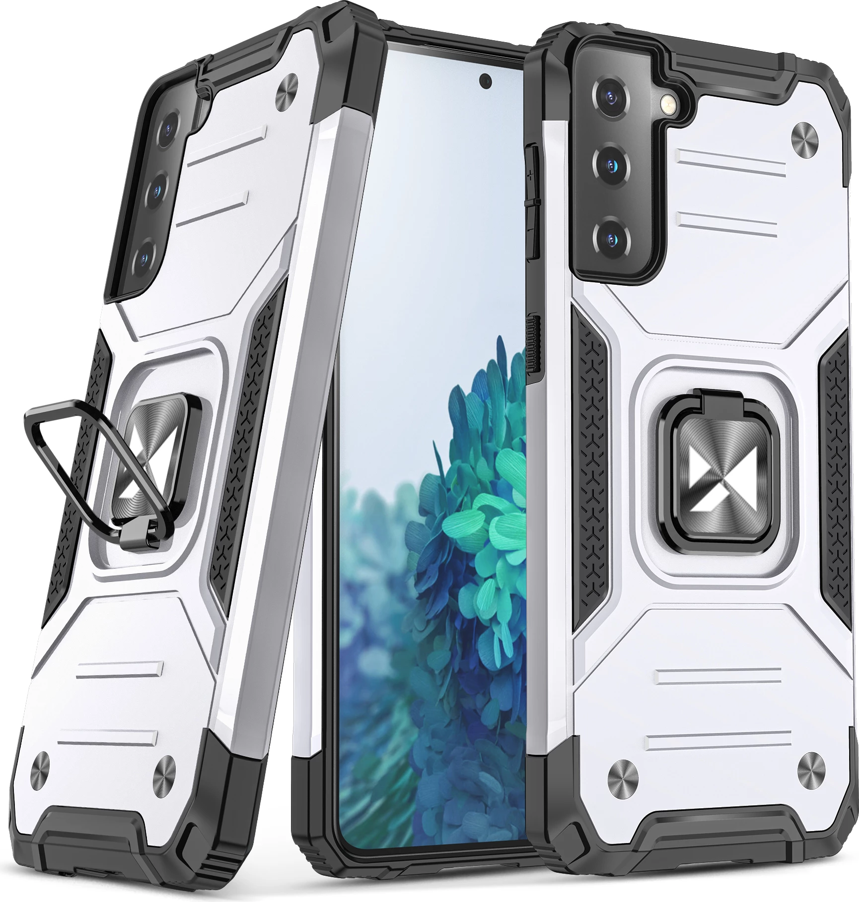 Mbështjellës Wozinsky Ring Armor për Samsung Galaxy S22+, me mbajtëse gishti dhe magnet, Argjend