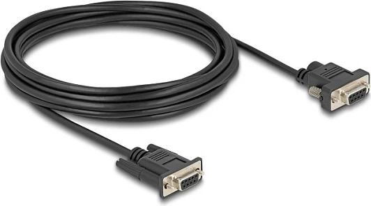 Kabllo seriale DeLOCK RS-232 DB9 femër-femër, 5m, furnizim në pin 9, e zezë