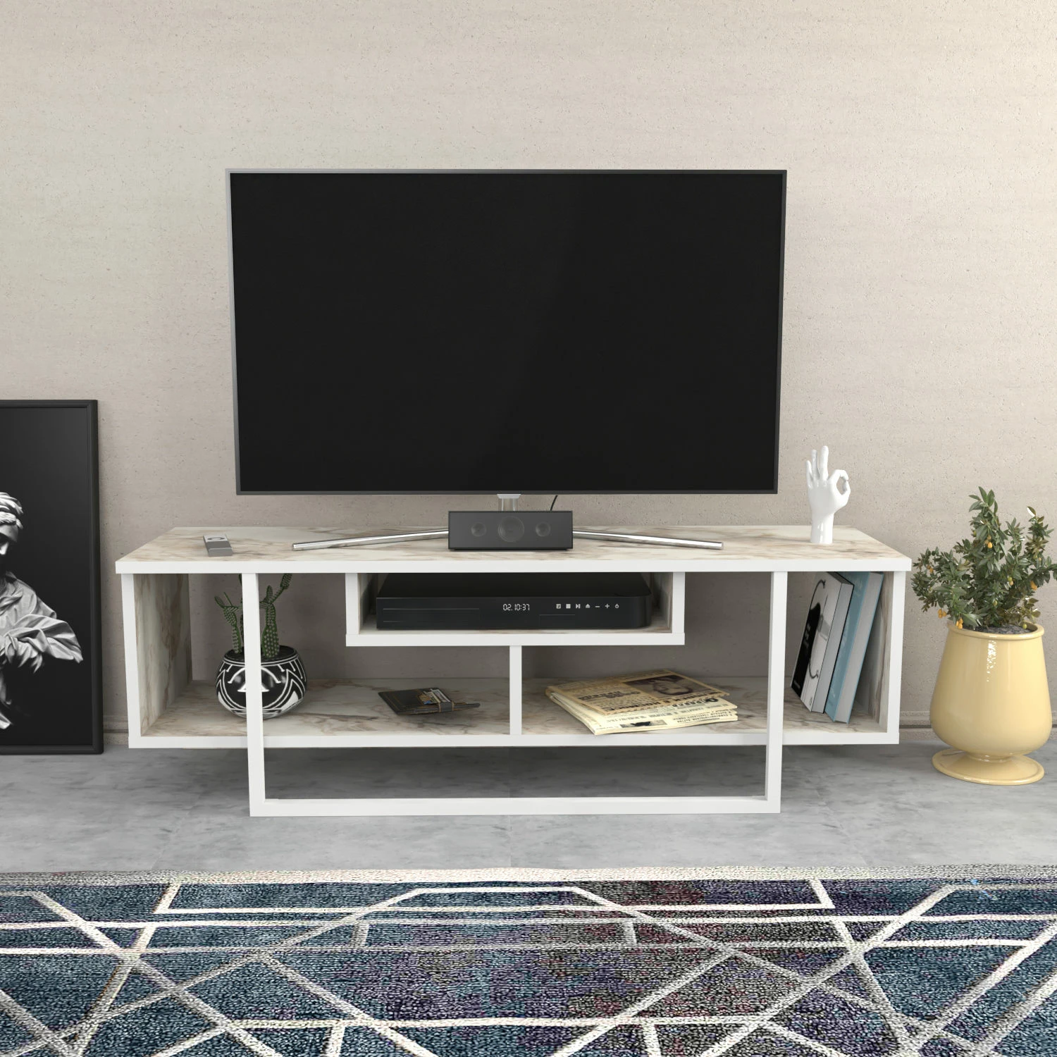 Komodë për TV Skye Decor, Asal 120, ngjyrë e bardhë