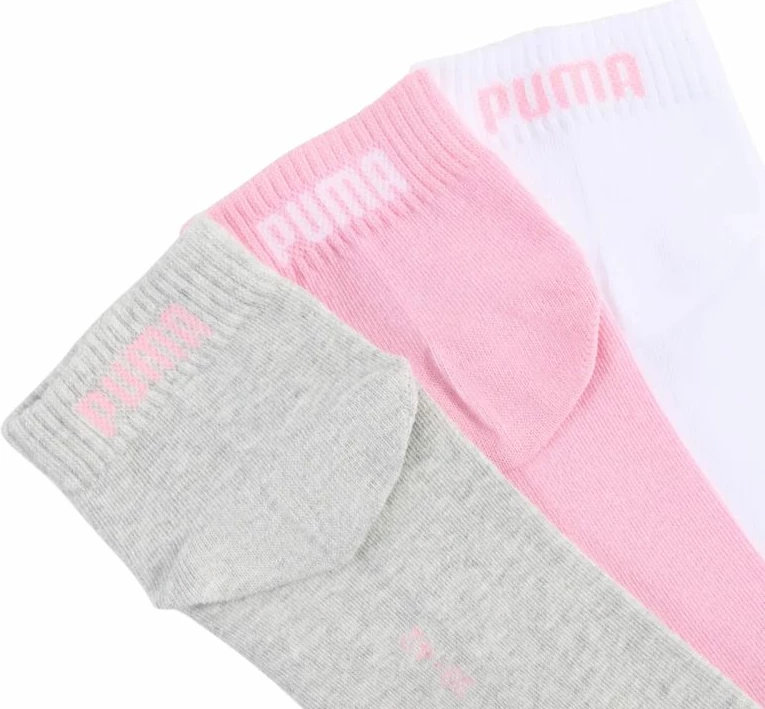 Çorape Puma Quarter Plain 3-pack, rozë, të bardha, gri [Madhësia: 39 - 42]
