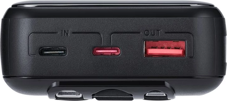 Powerbank RIVACASE VA2221 20000mAh 22.5W me ekran LCD, 3 kabllo (USB-C/Lightning/USB-A), e zezë