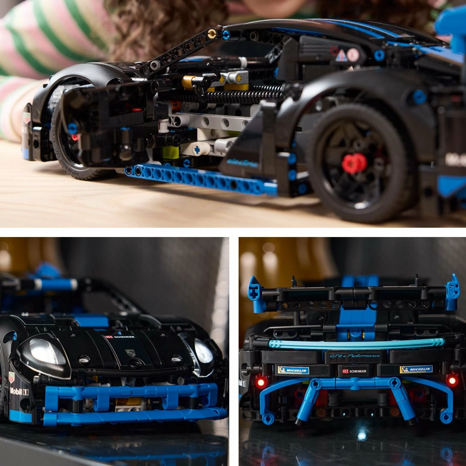 Set LEGO Technic Porsche GT4 e-Performance 42176, 834 copë, remote-control me CONTROL+, zi/kaltër