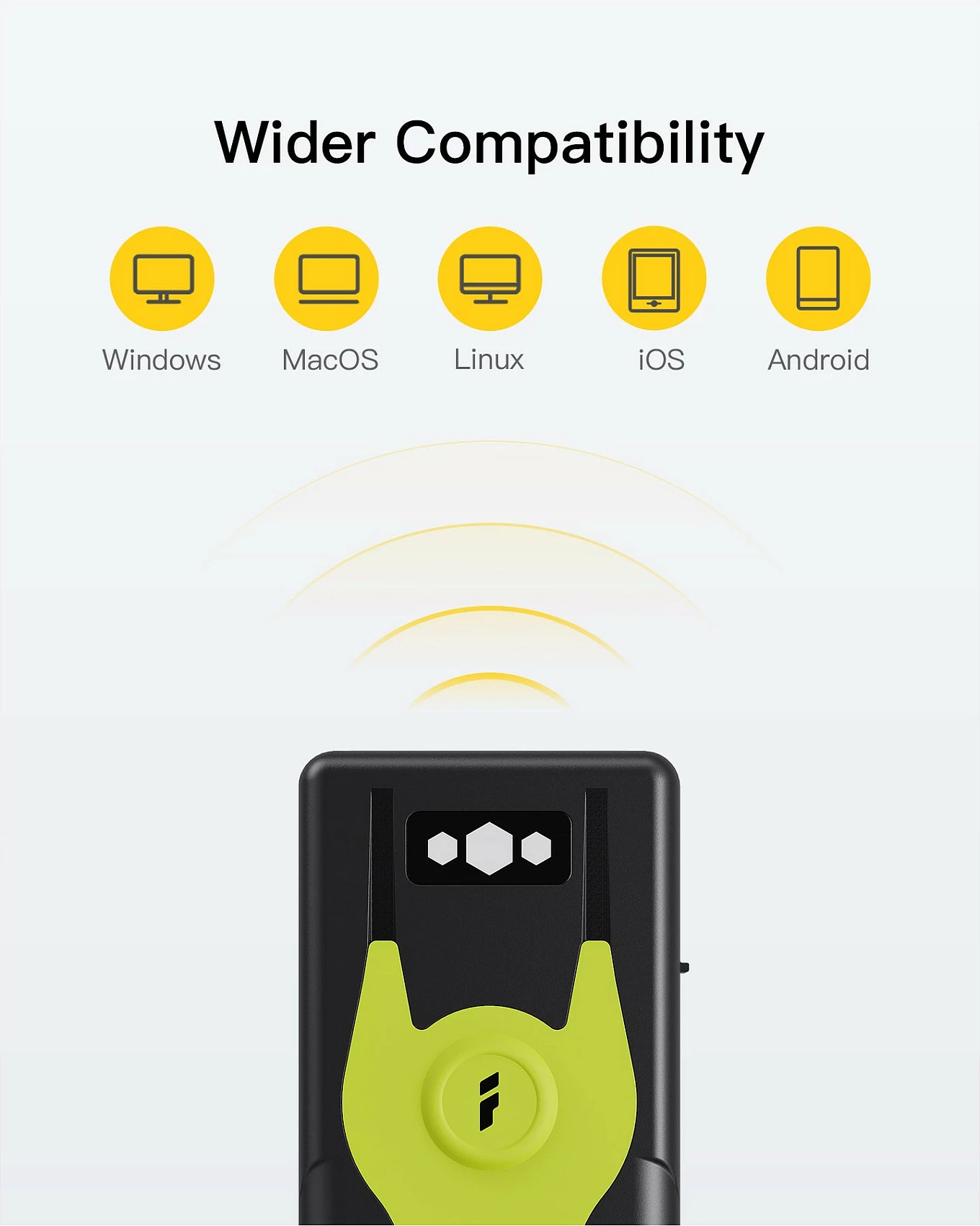Skaner barkodi Inateck BCST-42, 2D QR, Bluetooth 5.0, USB/2.4G, zi/gri/jeshile