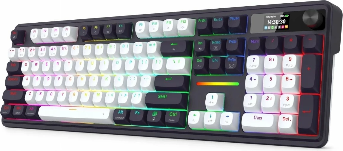 Tastierë gaming mekanike Redragon TERRAFLARE K762WB-RGB-PRO, full-size 104 taste, Bluetooth/2.4GHz/USB, RGB, hot-swap, PBT, bateri 4000mAh, QWERTY US, e zezë, set me receiver 2.4GHz