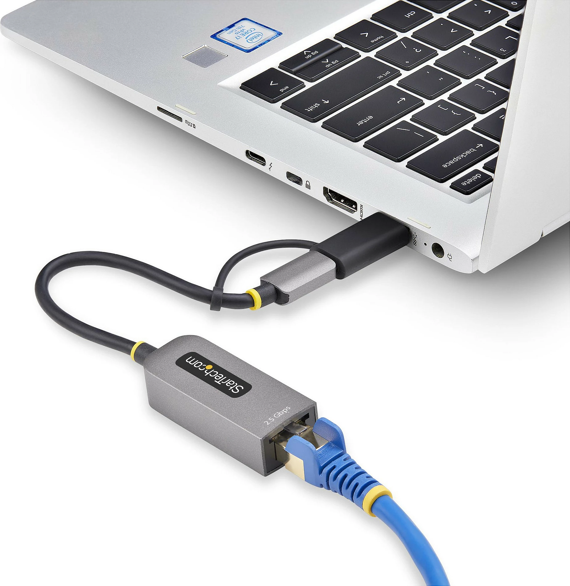 Adapter rrjeti StarTech USB-C në Ethernet 2.5GbE, Realtek RTL8156BG, me konvertues USB-A, 15cm, gri