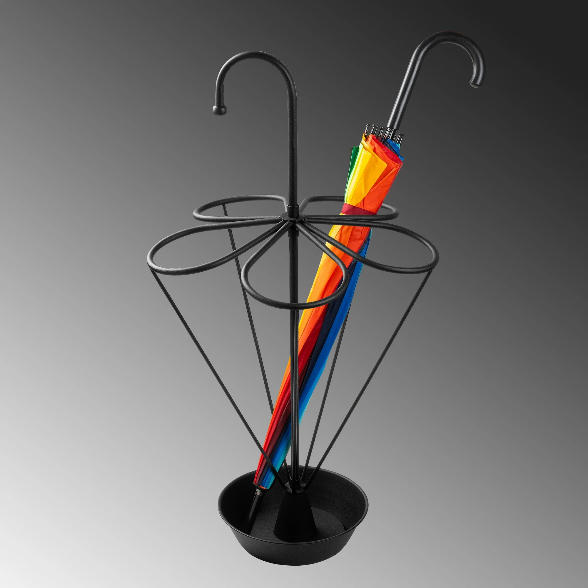 Stendë për ombrella, metal i zi, Evila Originals, 40x40x76cm