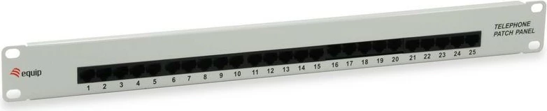 Patch panel Equip 25-port Cat3, rack 1U, metal, gri