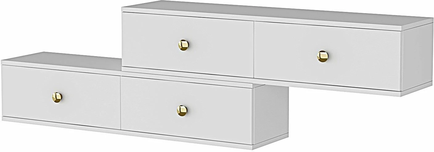 Komodë TV Zuzu Double, e bardhë, Skye Decor