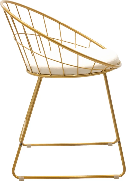 Karrige metalike e artë me jastëk të bardhë PVC