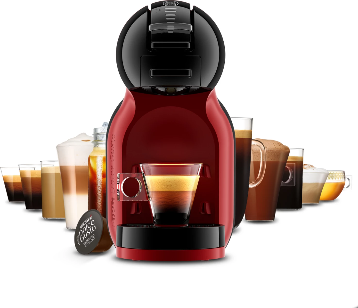 Makinë kafeje me kapsula, Krups, Dolce Gusto Mini Me KP123H10, 15 bar, automatike me Play & Select, klasë energjie A, zezë/kuqe