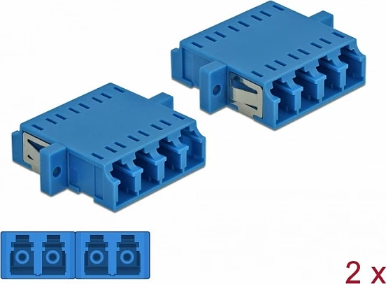 Kuplues fibër optike DeLOCK LC Quad Female/Female, single-mode, 2 copë, kaltër