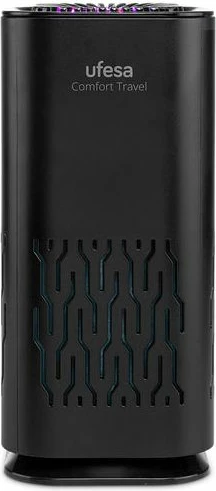 Pastrues ajri portativ UFESA Comfort Travel, USB, deri 10 m², jonizim, filtër karbon aktiv, dritë nate, i zi