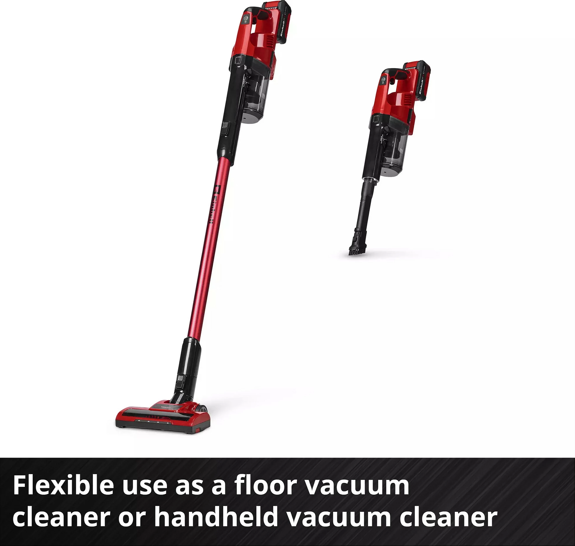 Fshesë me bateri Einhell TE-SV 18 Li, 18V 4Ah, 0.6L, 12000Pa, kuqe/zezë