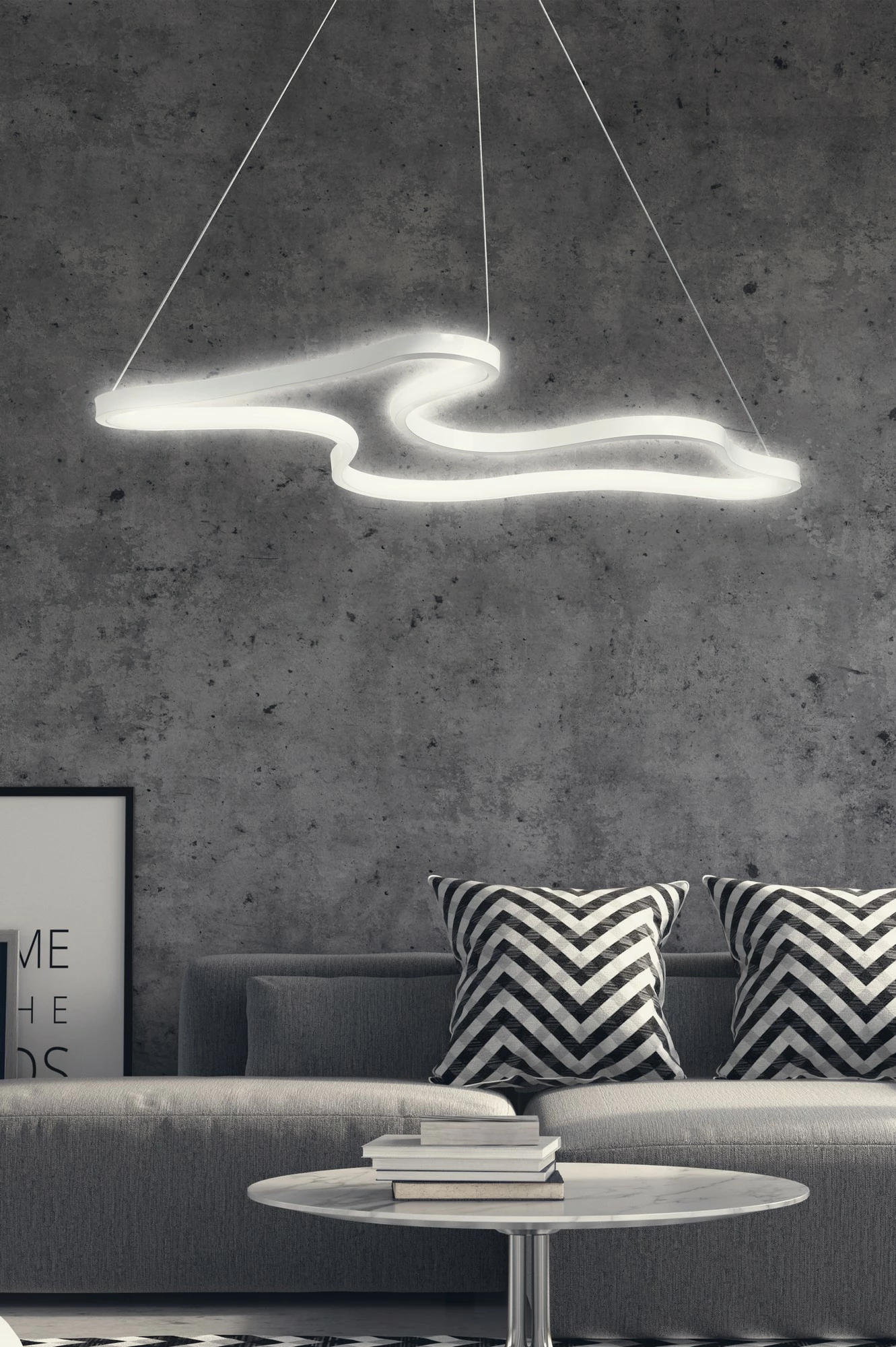 Llambë varëse Opviq, dizajn artistik, trup i bardhë, dritë e bardhë