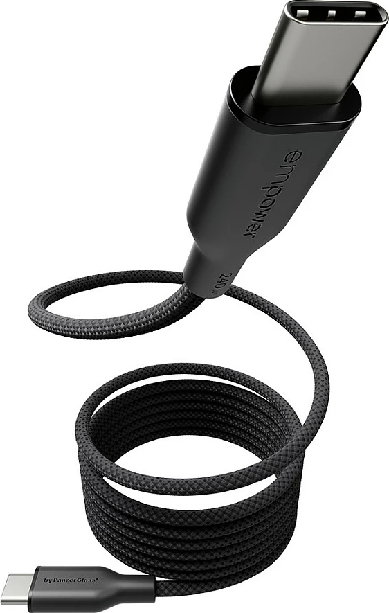 Kabllo USB-C në USB-C PanzerGlass empower Magnetic, 240W, 1.5m, USB 2.0, Space Black/Transparent