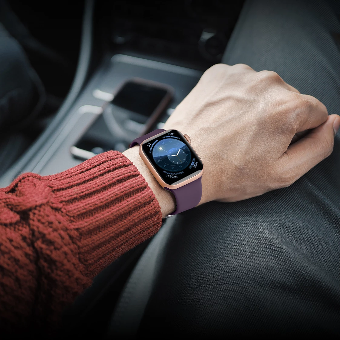 Rrip silikoni për orë të mençur Hurtel për Apple Watch Ultra/9/8/7/6/5/4/3/2/SE (42/44/45/49mm), Kuq