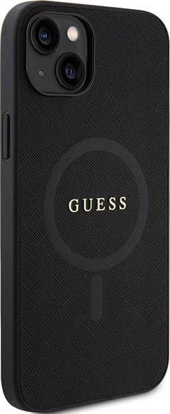 Mbështjellës Guess GUHMP15MPSAHMCK për iPhone 15 Plus 6.7", Saffiano MagSafe, zi
