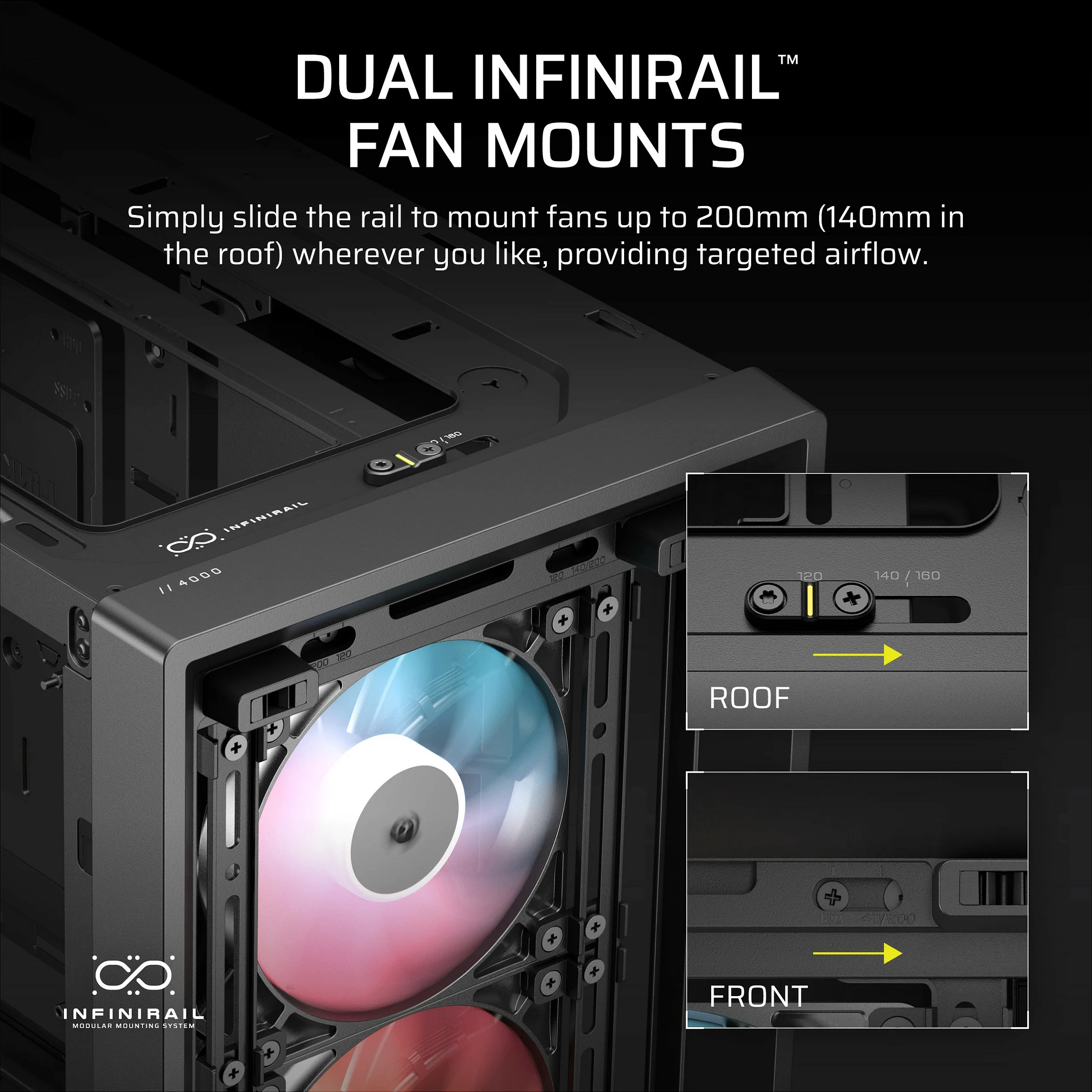 Kasë Corsair 4000D LCD RS ARGB, Midi Tower ATX, LCD 14.5", xham i temperuar, e zezë