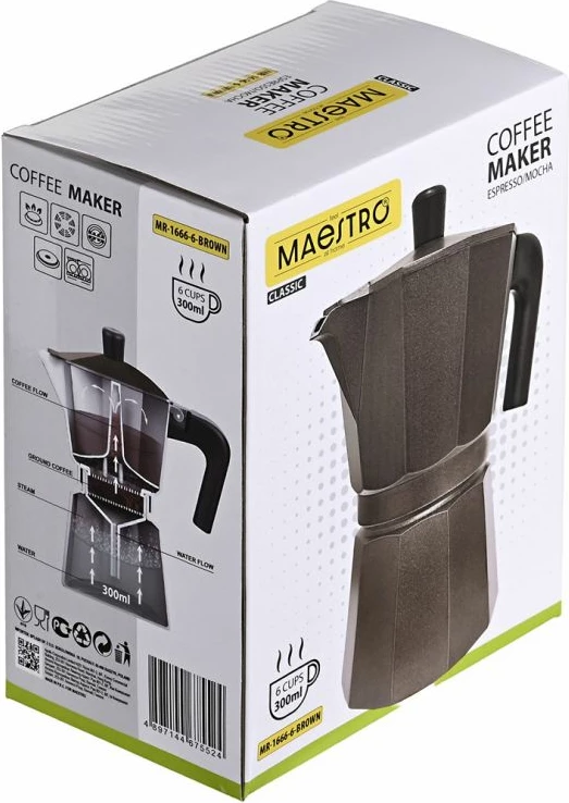 makinë kafeje manuale MAESTRO MR-1666-6, kafe, 6 filxhanë