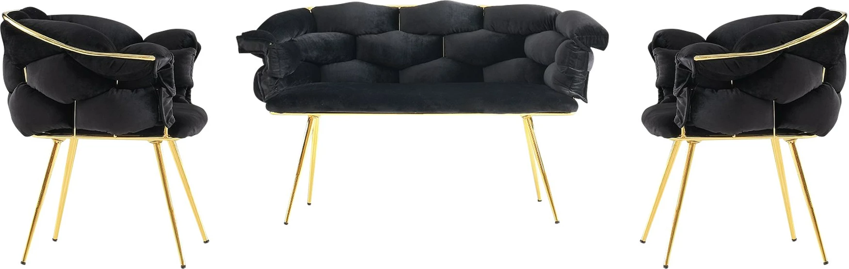 Set divanësh Hanah Home, Balon - 2111, ngjyrë e zezë dhe ari