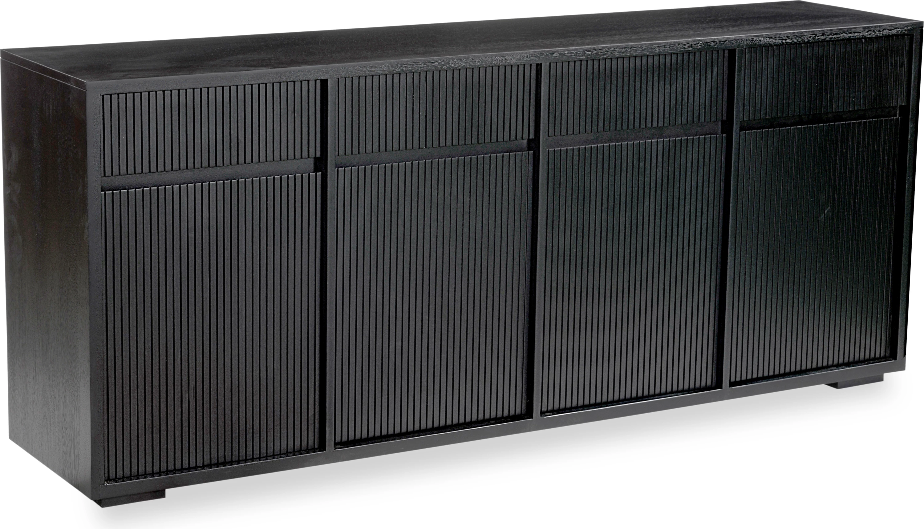 Bufe CAPO me 4 dyer, 4 sirtarë, ngjyrë e zezë, 180x40x75cm