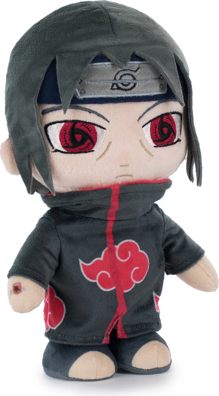 Lodër pelushi Barrado Naruto Itachi, e licencuar zyrtarisht, e butë, figurë anime, e zezë/kuqe