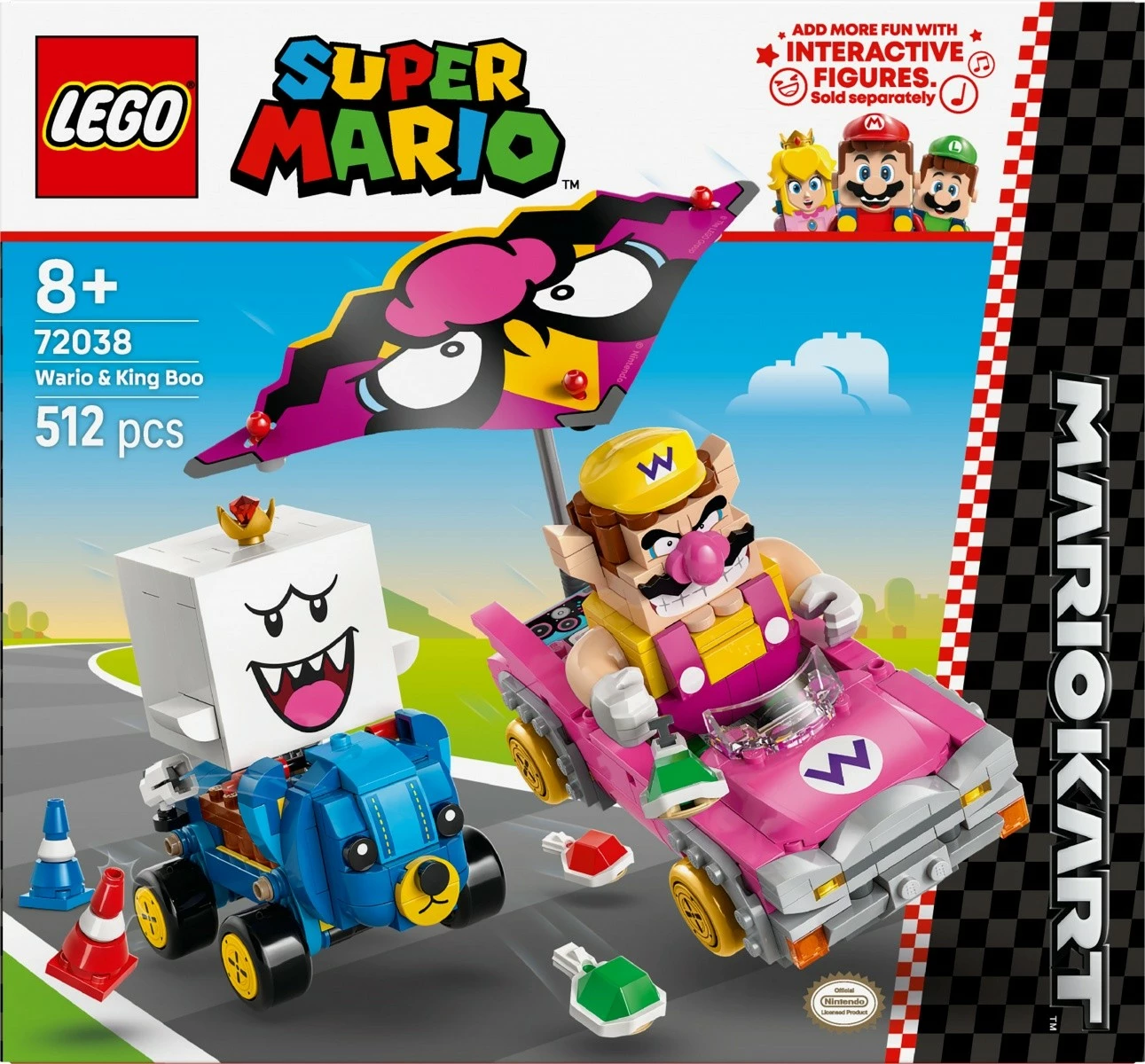 Set LEGO Super Mario Mario Kart 72038, Wario dhe King Boo, 512 pjesë