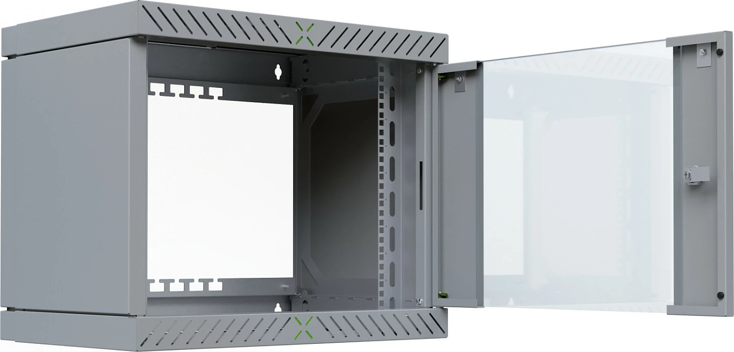 Kabinet rack muri EFB Elektronik WGX-0906GR.G1, 9U 19", 600x600mm, 60 kg, me xham, gri