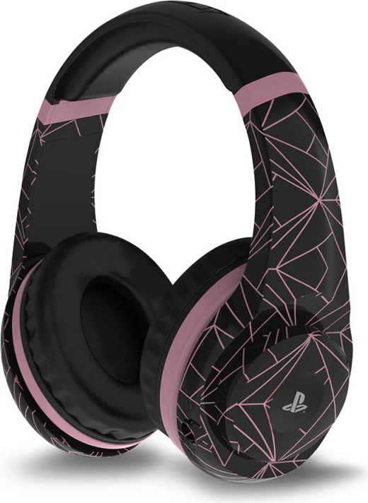 Kufje gaming 4Gamers PRO4-70 PS4, stereo, me kabllo 3.5mm, mikrofon i heqshëm, Rose Gold Edition Abstract Black, zi/rozë e artë