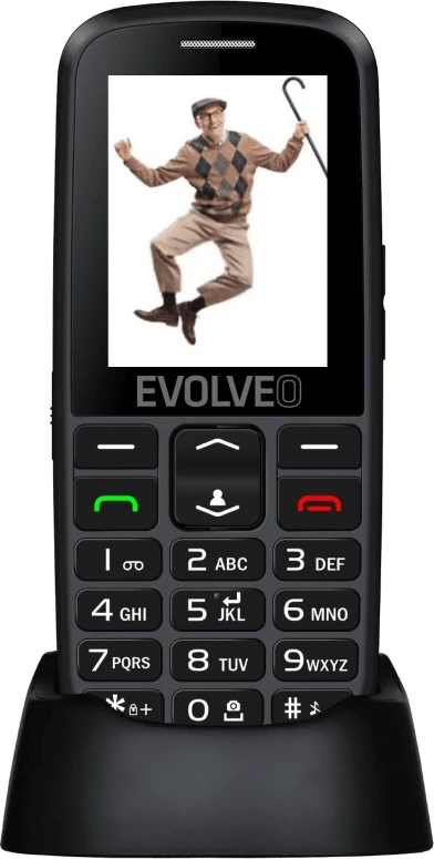 Telefon me butona Evolveo Easyphone EG (EP-550) 2.4\" GPS SOS me stacion karikimi, zi/argjendtë