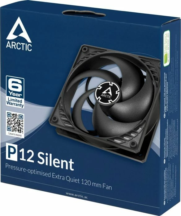 Ventilator PC Arctic P12 Silent ACFAN00130A 120mm 3-pin 1050rpm, i zi, 1 copë