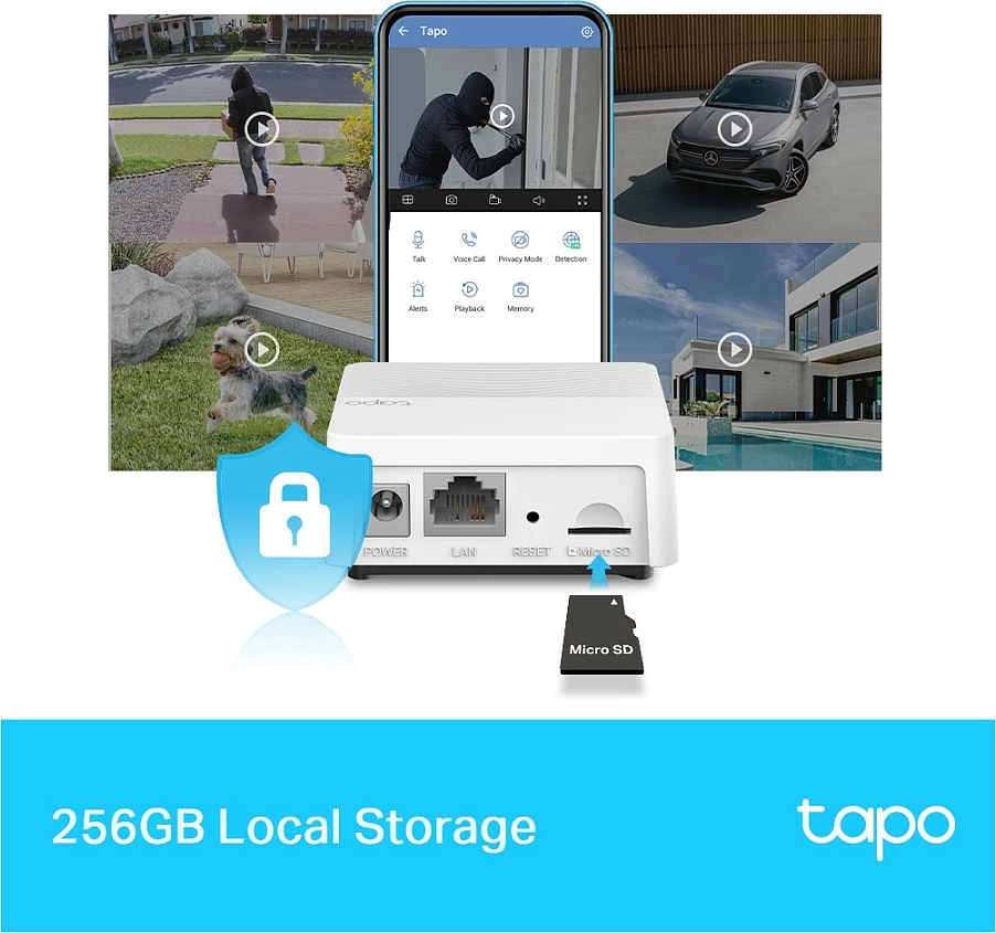 Smart Hub TP-Link Tapo, Wi‑Fi 4, Ethernet, microSD deri 512GB, i bardhë