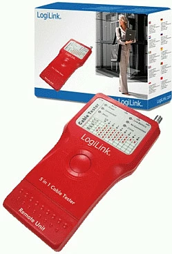Tester kabllosh LogiLink 5-në-1 me remote unit, i kuq