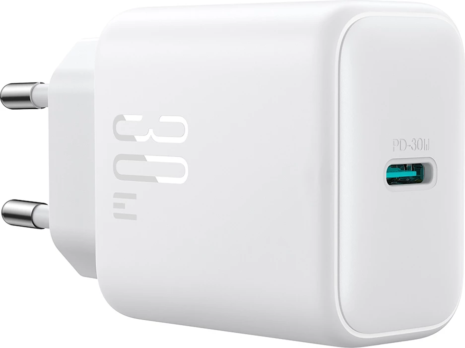 Karikues rrjeti USB-C PD 30W QC SFC, Joyroom JR-TCF24, 1 port, PPS, prizë EU, kabllo USB-C 1m, i bardhë, set