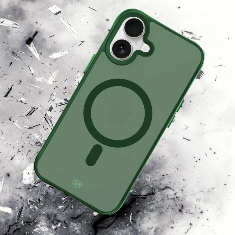 Maskë telefoni 3mk Smoke MagCase për iPhone 16, e gjelbër