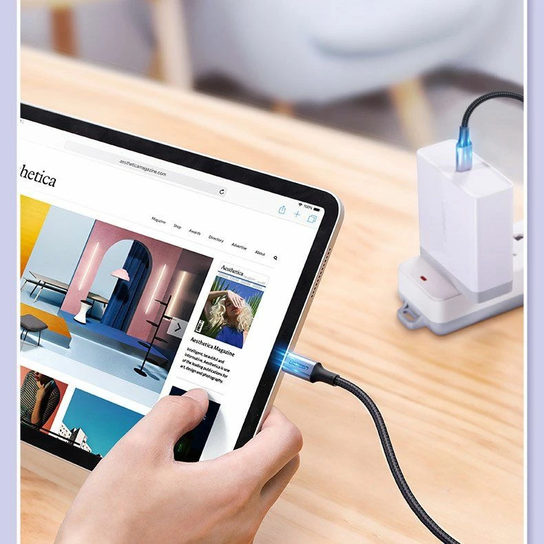 Kabllo USB-C në USB-C Ugreen 56613 2m 100W (5A) PD/QC3.0 Gri