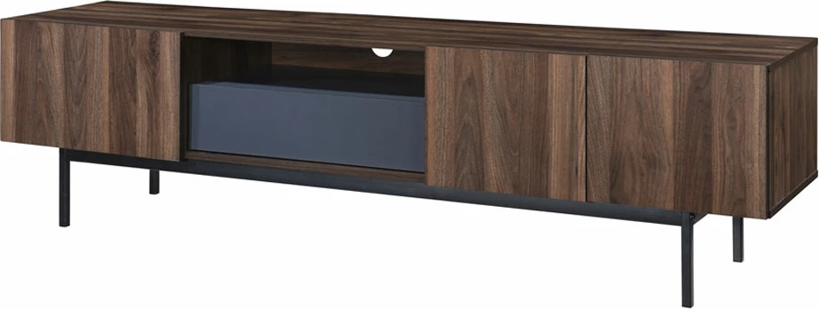 Komodë TV Grooves, 3 dyer, 1 sirtar, ngjyrë arre-gri, 180x40x50cm