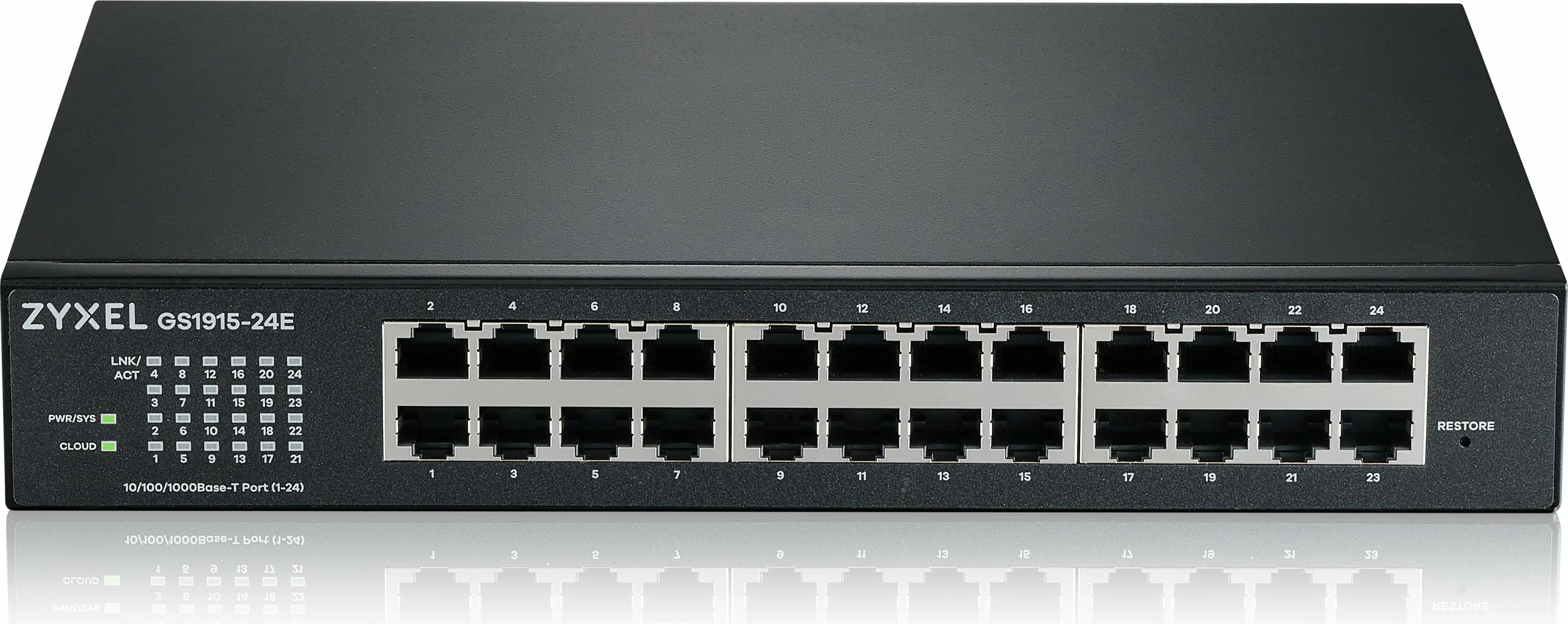 Switch Zyxel GS1915-24E, Managed, L2, Gigabit Ethernet, 24 porte, montim në rack, 1U, montim në mur