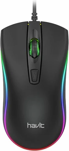 Maus HAVIT HV-MS72 USB optik me kabllo, 800-1200 DPI, RGB, i zi