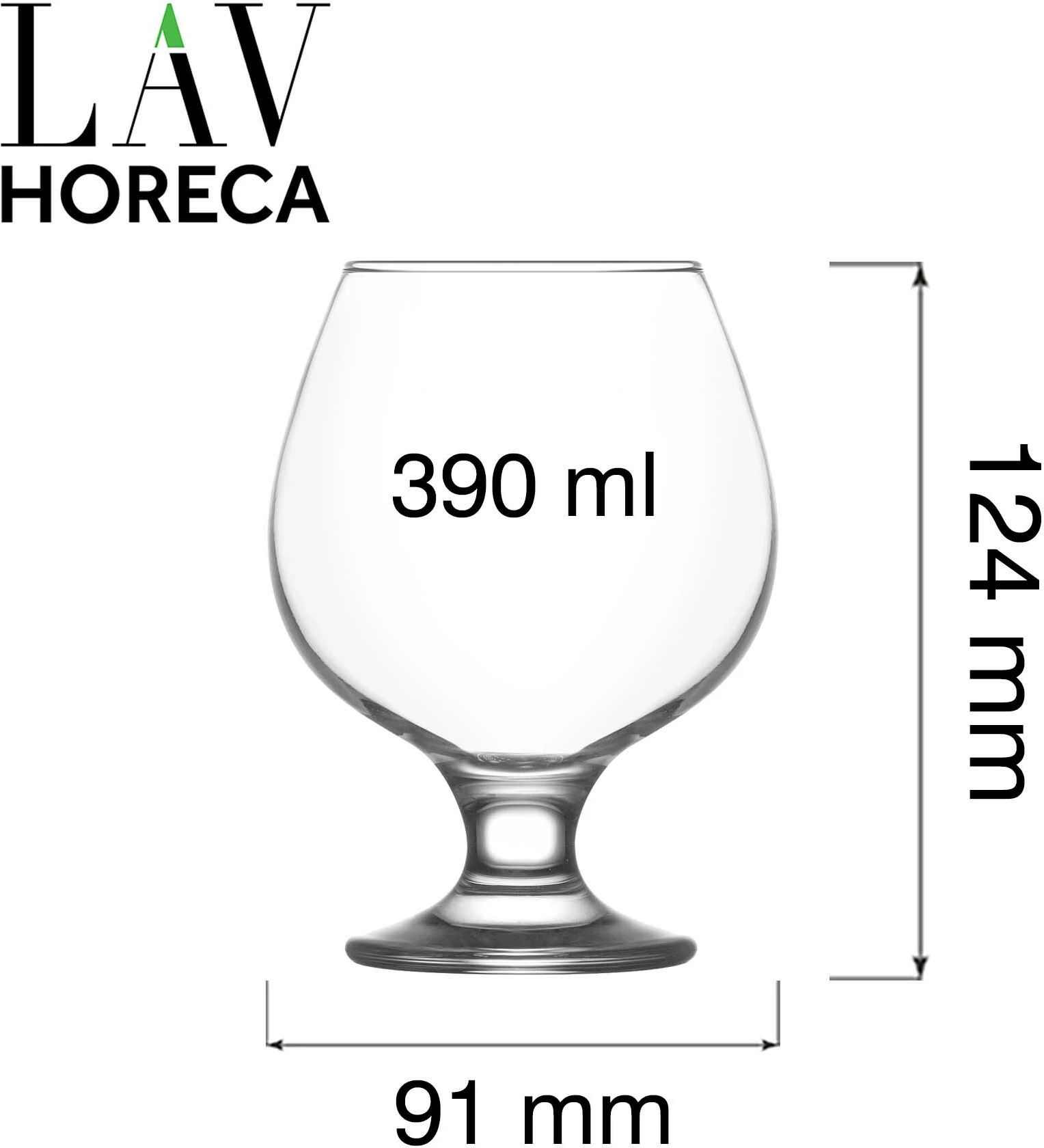 Gotë konjaku LAV Horeca Sofia 390ml transparente, set 12 copë