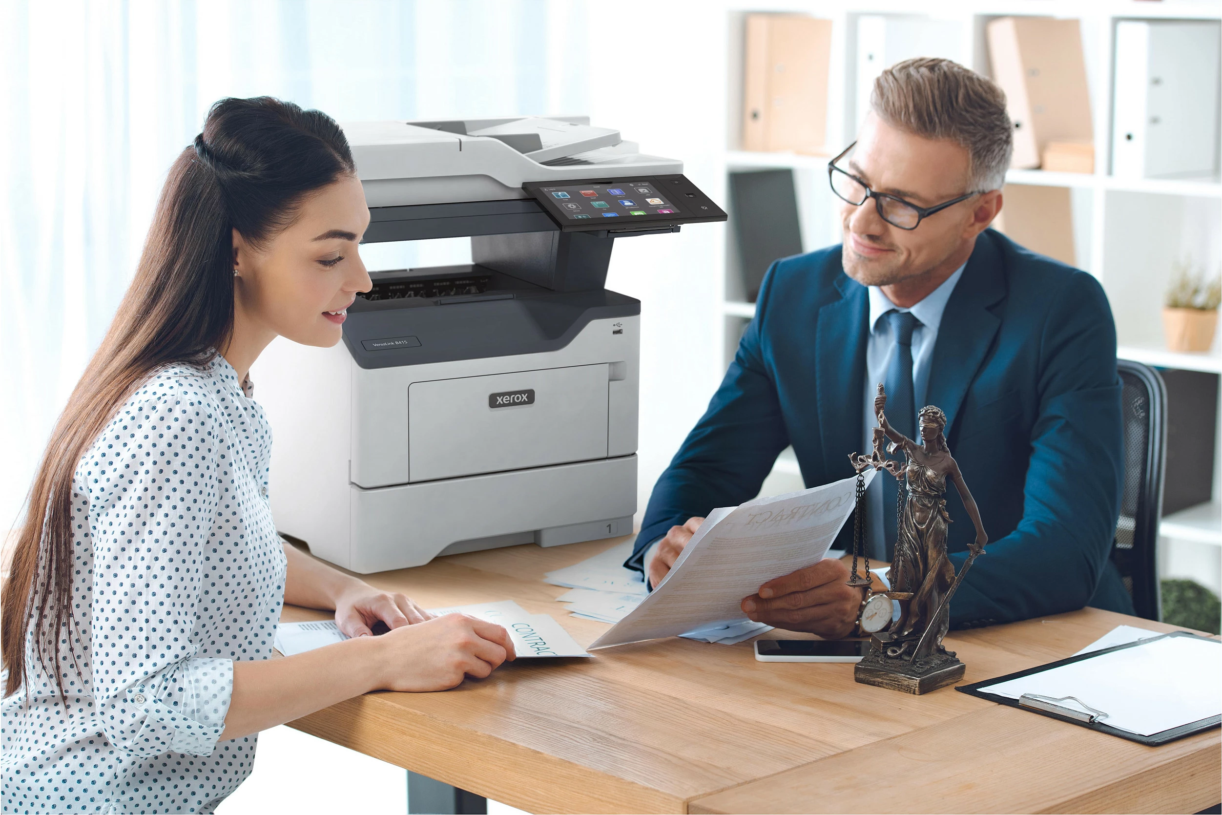 Printer multifunksional Xerox VersaLink B415DN, mono, USB/LAN, skanim/kopje/faks, duplex, gri/kaltër