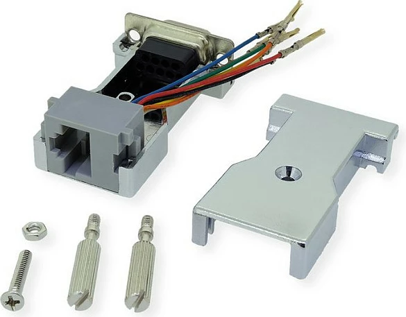 Adapter serial ROLINE DB9 (female) në RJ-45 (female), plug and play, gri/argjend